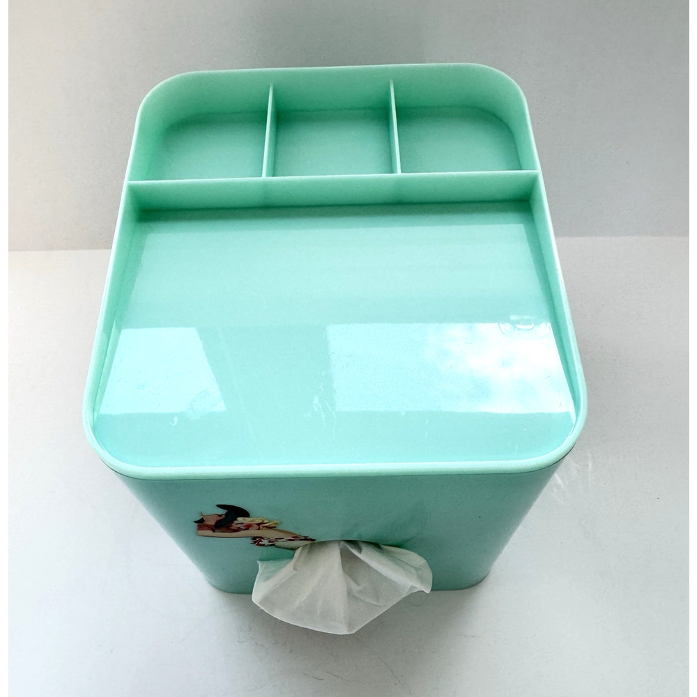 Novelty Skirt Tissue Box Cover Pinup Girl Mint Green Storage Top Vintage Style - Picture 4 of 8